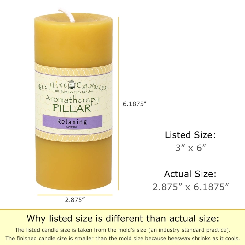 Pillar Candle Beeswax Material Golden Yellow Matte Finish