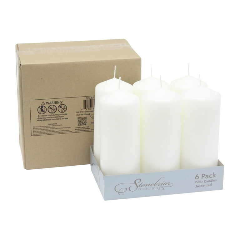 Pillar Candle Bulk Pack: Large 8-Inch Smooth White Unscented Wax