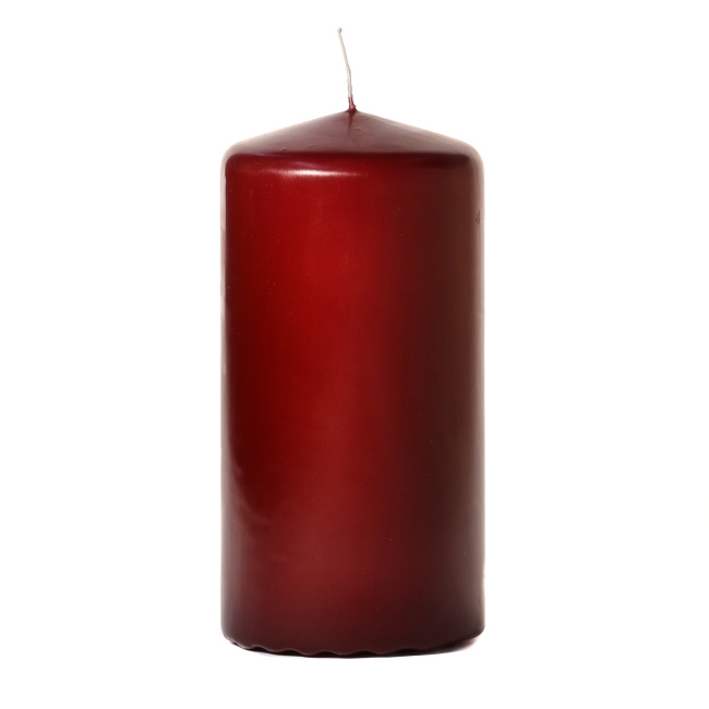 Pillar Candle Burgundy Color Smooth Satin Finish Traditional