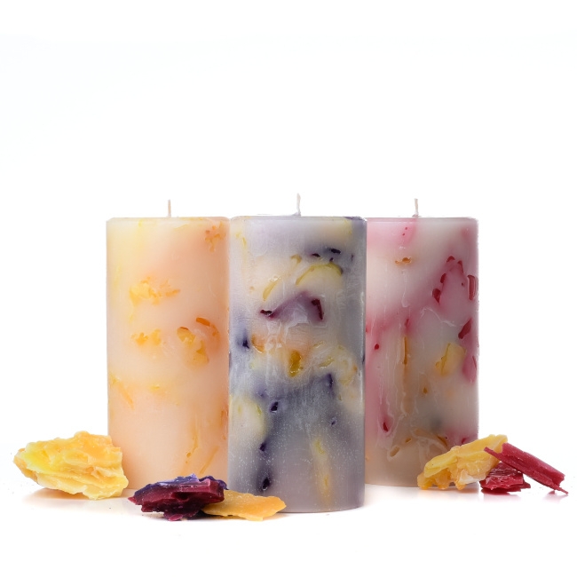 Pillar Candle Embedded Confetti Multi Colored Chips Playful