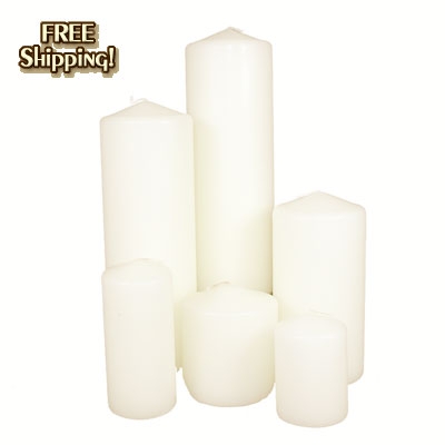 Pillar Candle Multi Size Set, Smooth Matte Finish, Classic Ivory
