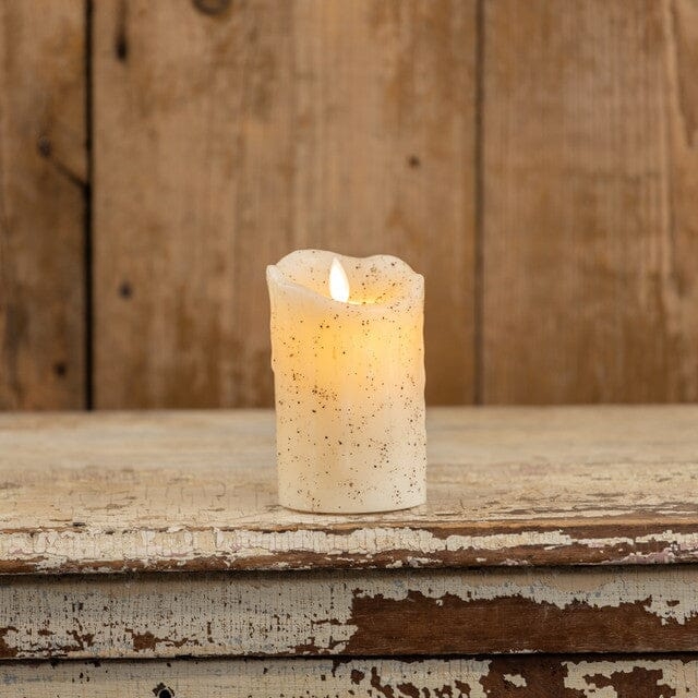 Pillar Candle, Rustic Speckled Ivory with Moving Flame Effect