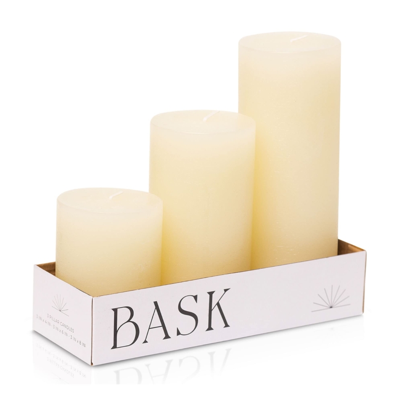 Pillar Candle Set, Mottled Wax Texture, Stair Step Arrangement