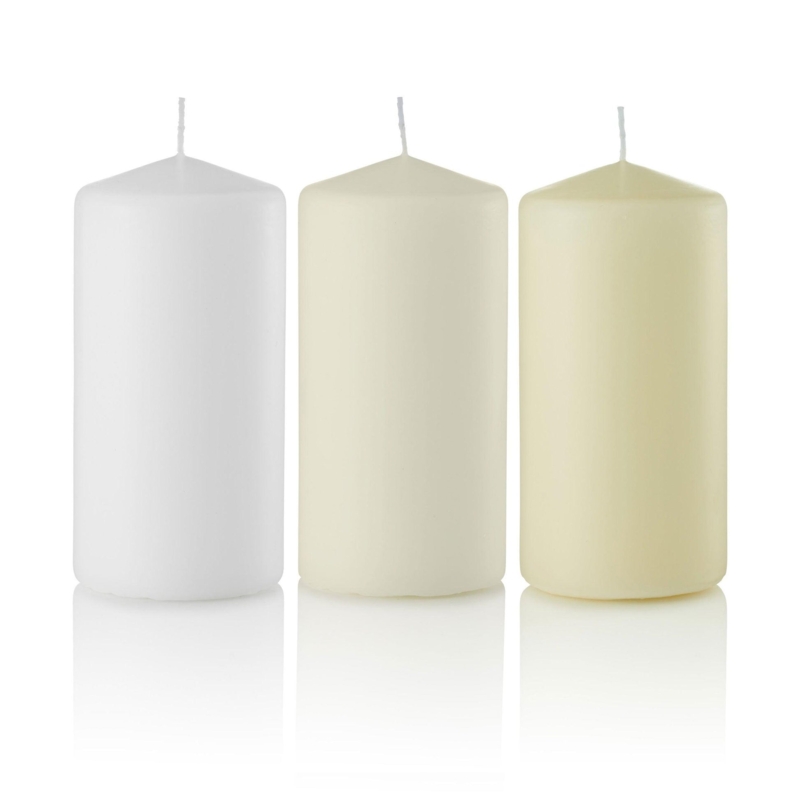 Pillar Candle Set Neutral Color Palette Cream White Gradient