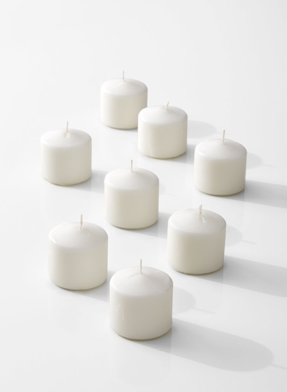 Pillar Candle Set of Eight Small Scale Crisp White Modern