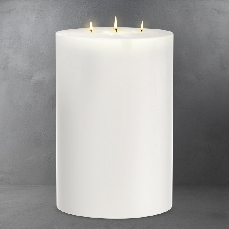 Pillar Candle Three Wick Large Diameter Matte Finish Modern