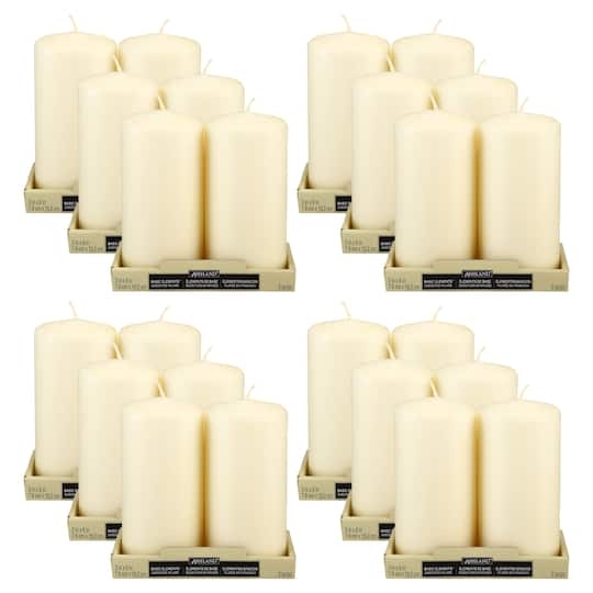 Pillar Candle Twin Pack, Smooth Matte Finish, Classic Bulk Set
