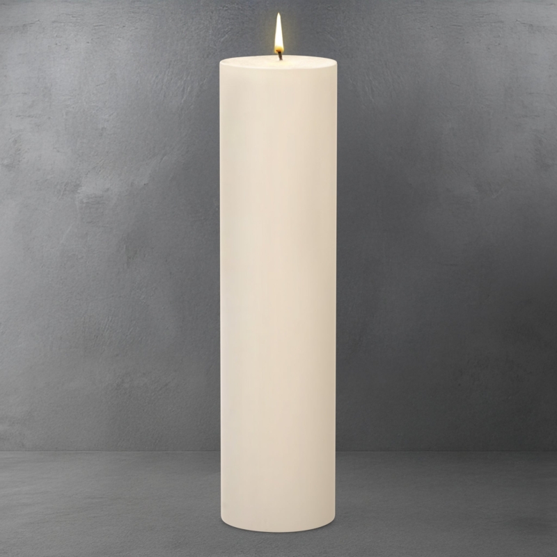 Pillar Candle with Tall Slender Silhouette and Smooth Matte Finish