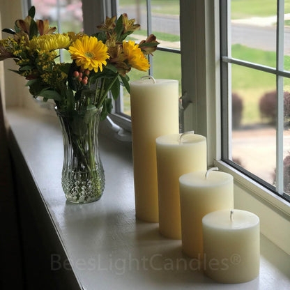 Pillar Candles Beeswax Appearance Graduated Heights Cottagecore