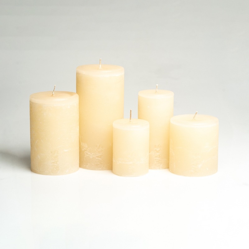 Pillar Candles Beige Matte Finish Varying Heights Set of 5