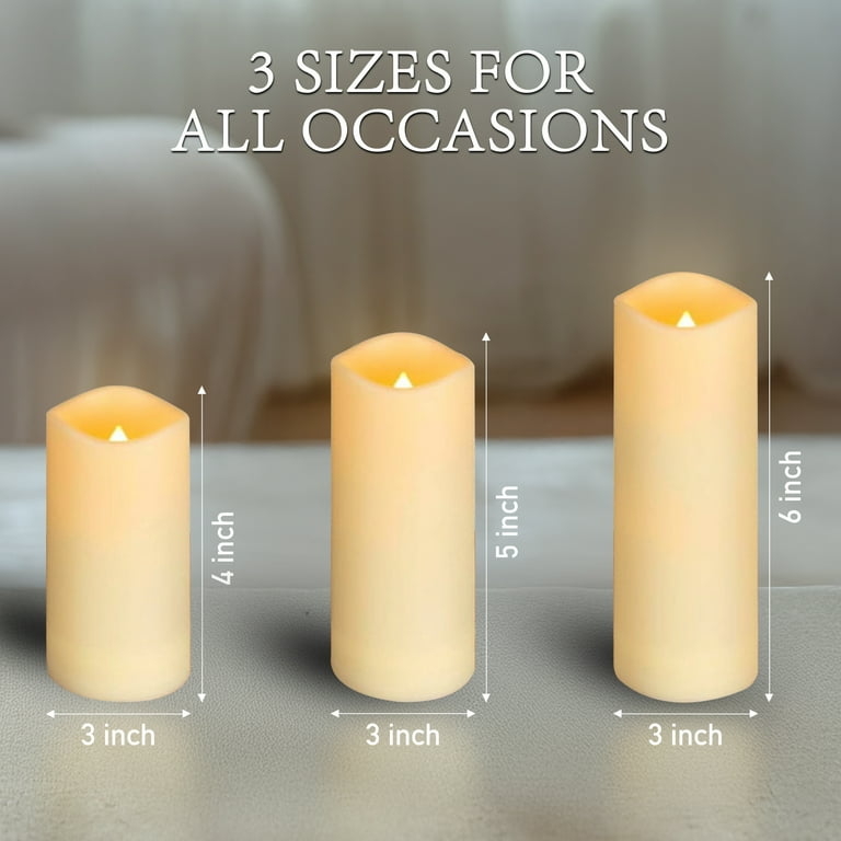 Pillar Candles Cream Graduated Heights Wavy Rim 3-Pack