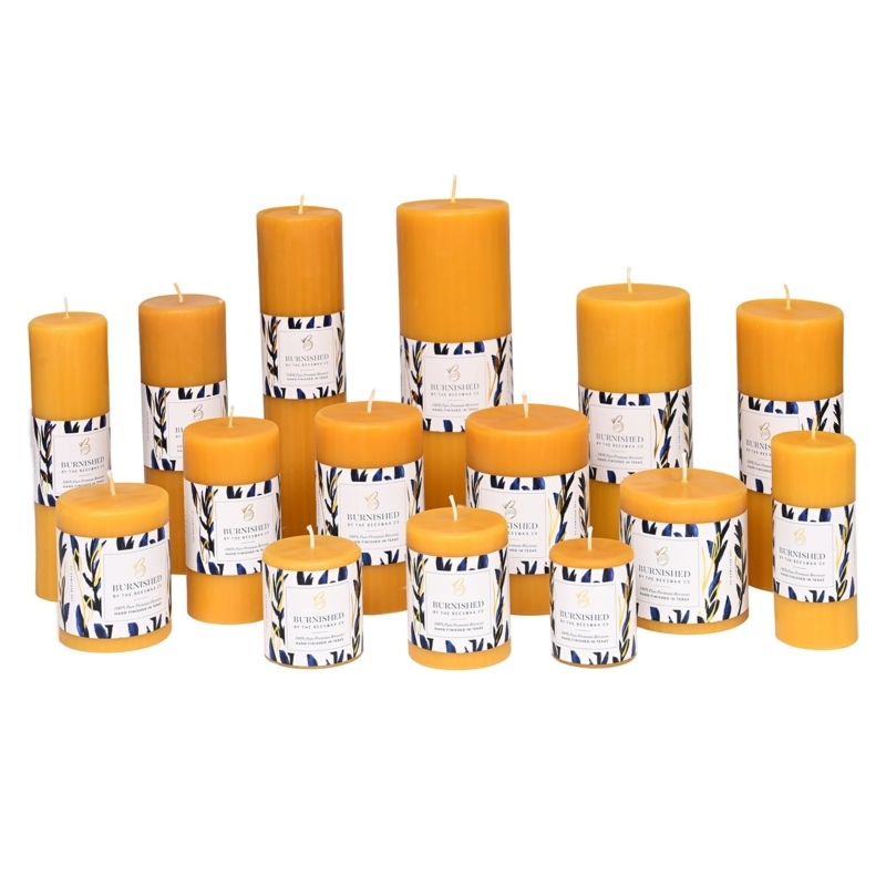 Pillar Candles featuring Decorative Botanical Wraps, Staggered Set