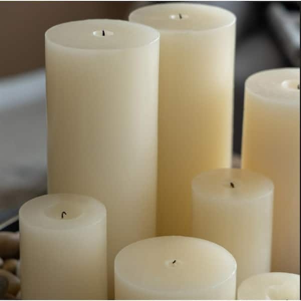 Pillar Candles Ivory Matte Wax Varying Heights Set of 6