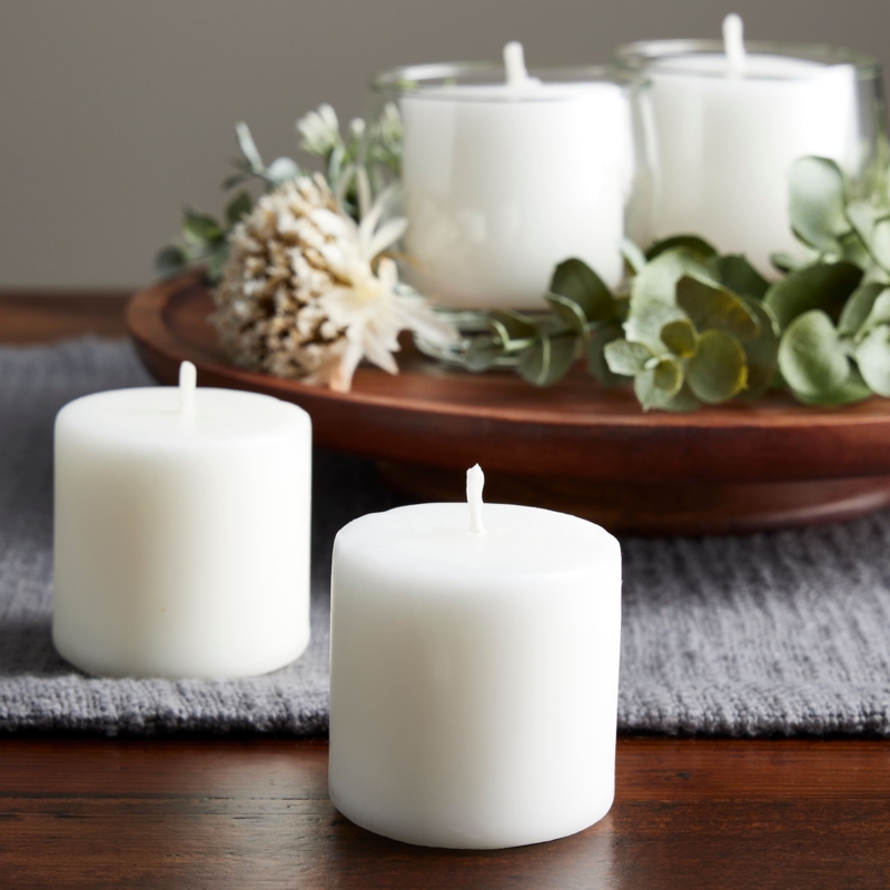 Pillar Candles Small Scale Wood Tray Botanical Styling Centerpiece