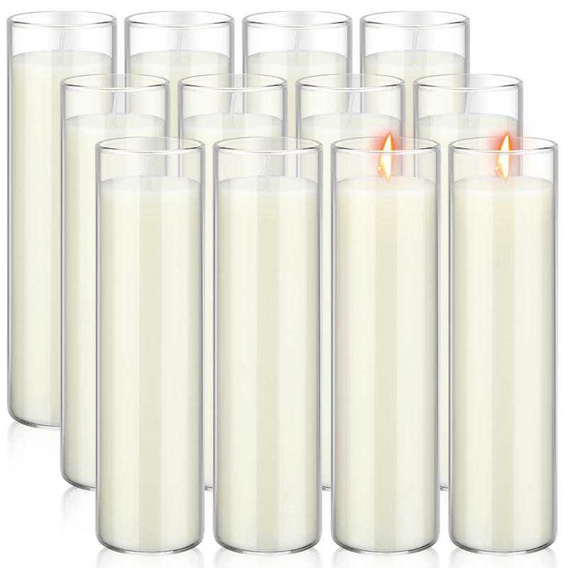Pillar Candles White Glass Cylinder Devotional Set