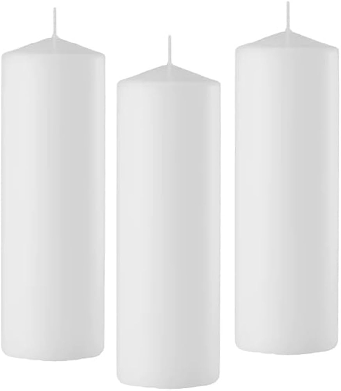 Pillar Candles White Matte Tall Minimalist Set