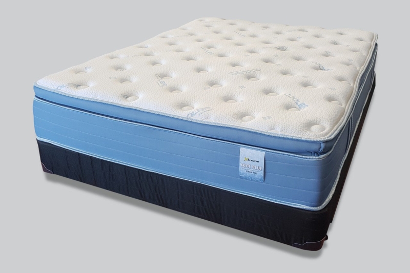 Pillow Top Mattress Blue Side Panels Diamond Quilted Cooling