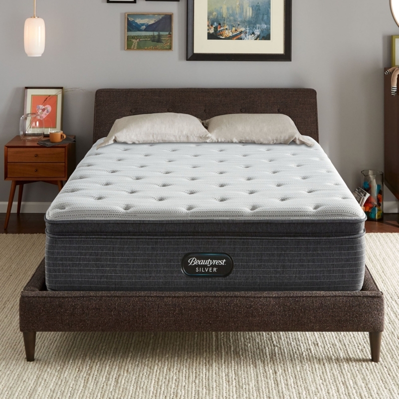 Pillow Top Mattress, Charcoal Sides, Mid-Century Modern Styling.
