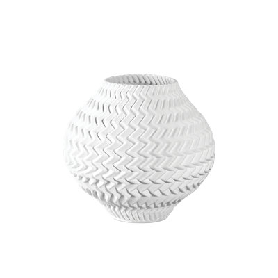 Pleated Chevron Vase: Sculptural Form. Minimalist shelf decor.
