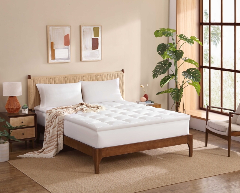 Plush Mattress Topper Box Stitch Quilting Bohemian Modern Style