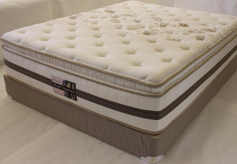 Plush Pillow Top Mattress Set Cream Tufted Surface Damask Pattern