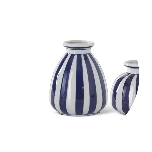 Porcelain Decorative Vase: Bold Vertical Stripes, Bulbous Silhouette