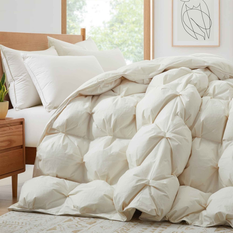 Puffy Loft Comforter Light Gray Box Stitch Cotton Duvet Insert