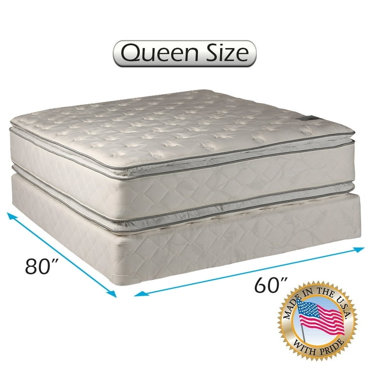 Queen Mattress and Box Spring Set, Diamond Quilted Double-Sided Pillow Top.