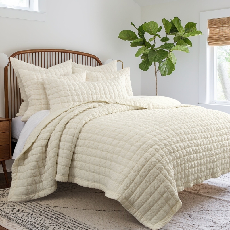 Quilt Set in Vibrant Navy Bohemian Floral Pattern with Teal Accents