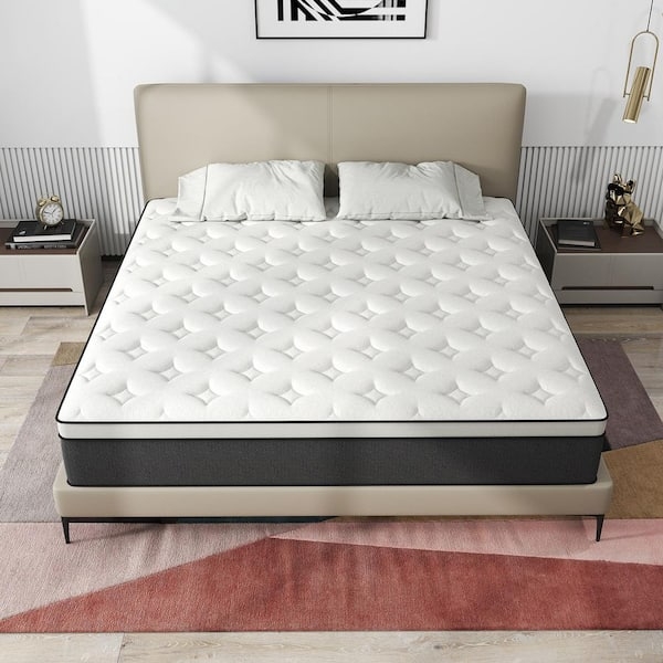 Quilted Star Pattern Hybrid Mattress with Charcoal Base