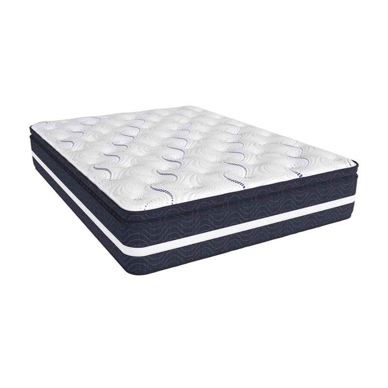 Quilted Wave Pillow Top Mattress Navy Blue White Top