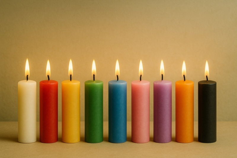 Rainbow Pillar Candle Arrangement in Matte Finish & Uniform Shape