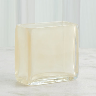 Rectangular Block Vase Translucent Gold Modern Centerpiece