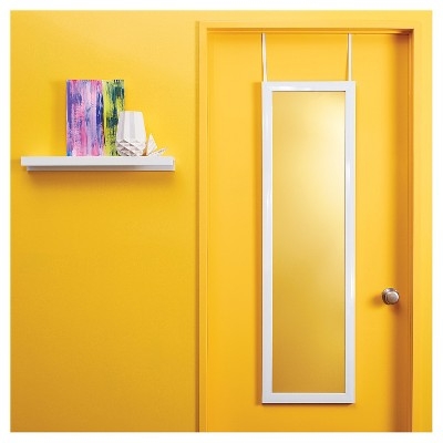 Rectangular Door Mirror White Frame Full Length Minimalist