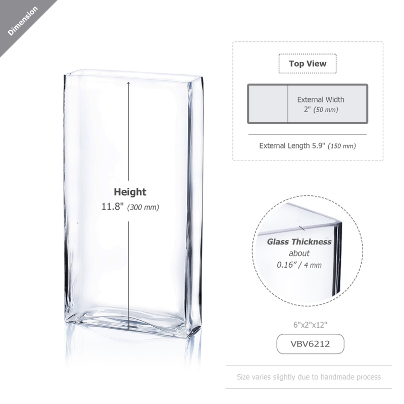 Rectangular Vase Slim Profile Clear Glass Architectural