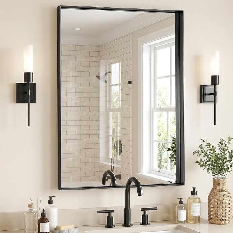 Rectangular Wall Mirror Deep Inset Frame, Over Sink Mirror Styling