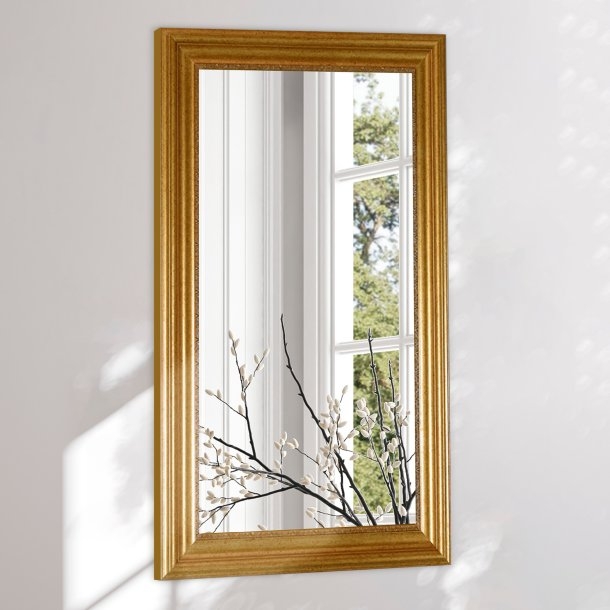 Rectangular Wall Mirror Tiered Gold Frame Antique Finish Classic