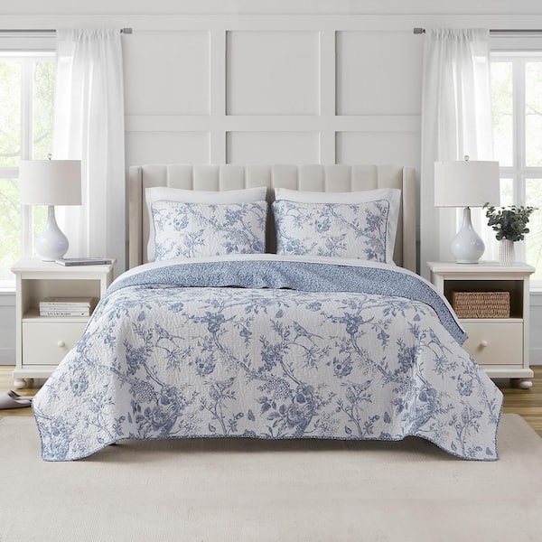 Reversible Quilt Set with Diamond Stitching All-Season Cotton Bedding