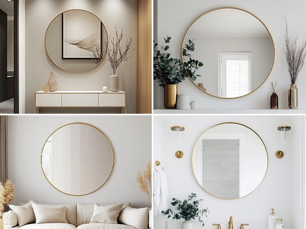 Round Mirror Ultra Thin Gold Bezel Scandinavian Inspired Style