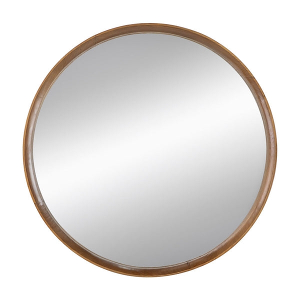 Round Wall Mirror, Slim Smooth Wood Frame, Minimalist Entryway Decor