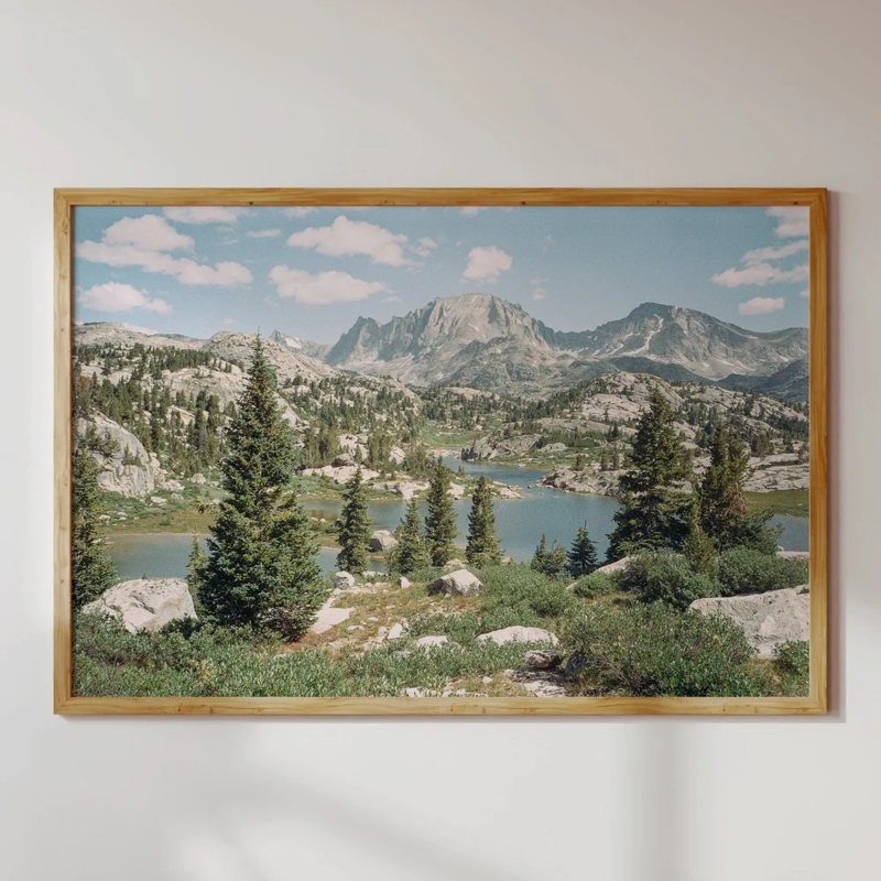 Rustic Landscape Framed Print, Western Mountain Wall Art, Wood Frame