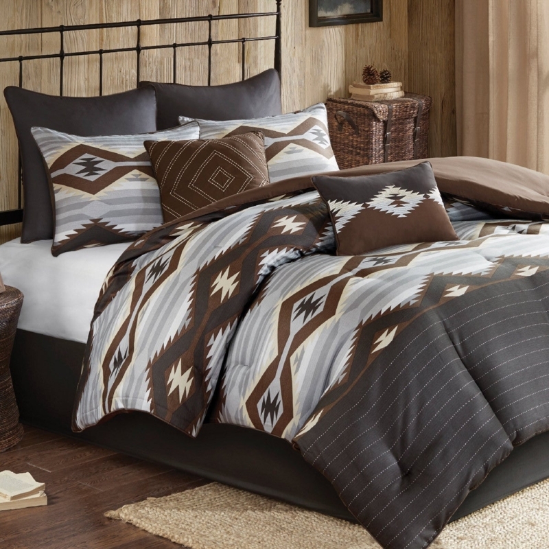 Rustic Lodge Comforter Set Geometric Tribal Band Oversized Western