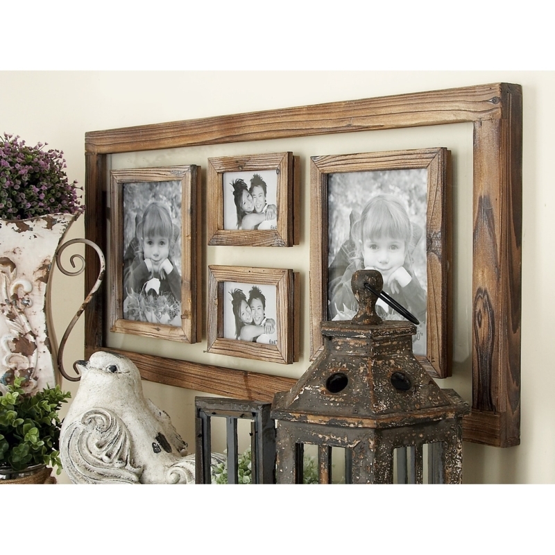 Rustic Wood Collage Picture Frame with Distressed Finish