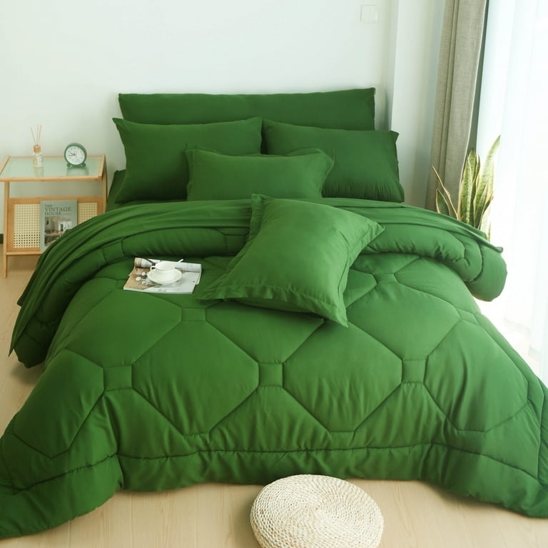 Sage Green Comforter Set 8-Piece with Pleated Pillow Earthy Bedroom Idea