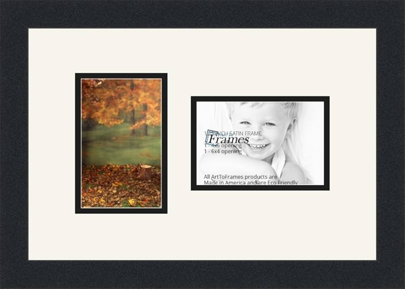 Satin Black Collage Frame with Double Mat and Dual Orientation