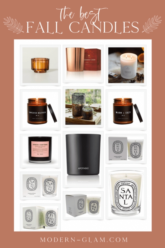 Scented Candle Graphic Collage Layout Mixed Vessels Autumn Theme Amber