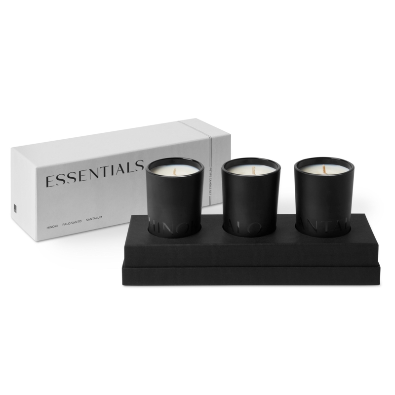 Scented Candle Set Tiered Display Base Matte Black Jars Architectural