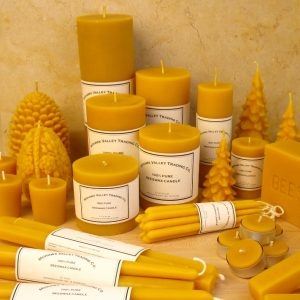 Sculptural Candles in Pinecone and Tree Shapes, Golden Hue Wax