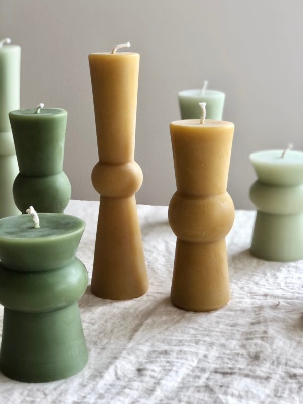 Sculptural Pillar Candle Set in Earthy Totem Silhouette Tones