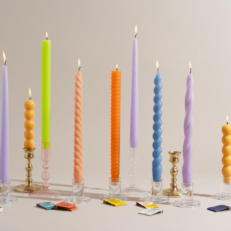 Sculptural Taper Candles with Varied Textures for a Modern Tabletop